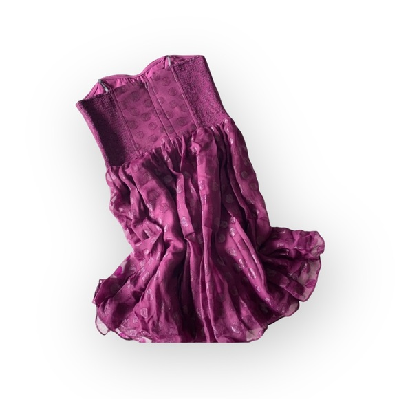 new Guess 𖦹 Chiffon Strapless Polka Dot Cocktail Dress 𖦹 Amethyst Purple 𖦹 4 - Picture 4 of 15